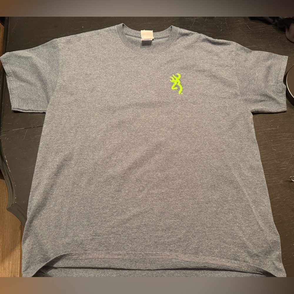 Browning Dark Heather Gray Tee with Bright Green Logo